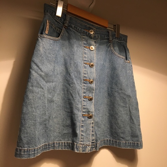 vintage denim button down skirt - Picture 4 of 5